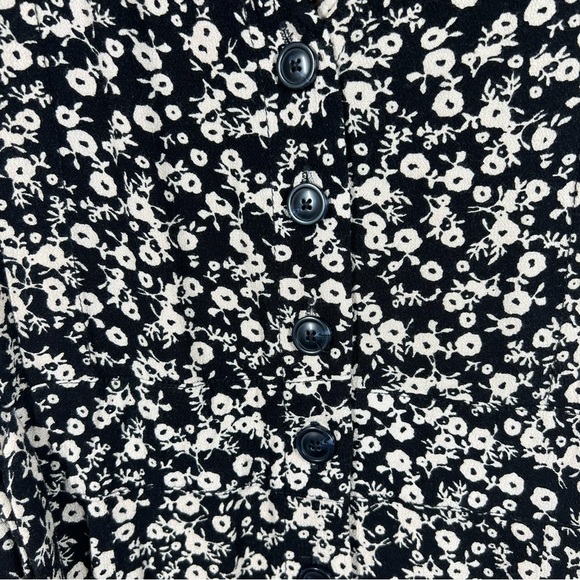 Free People Black White Floral Tie Waist Button Jumpsuit - Picture 3 of 7